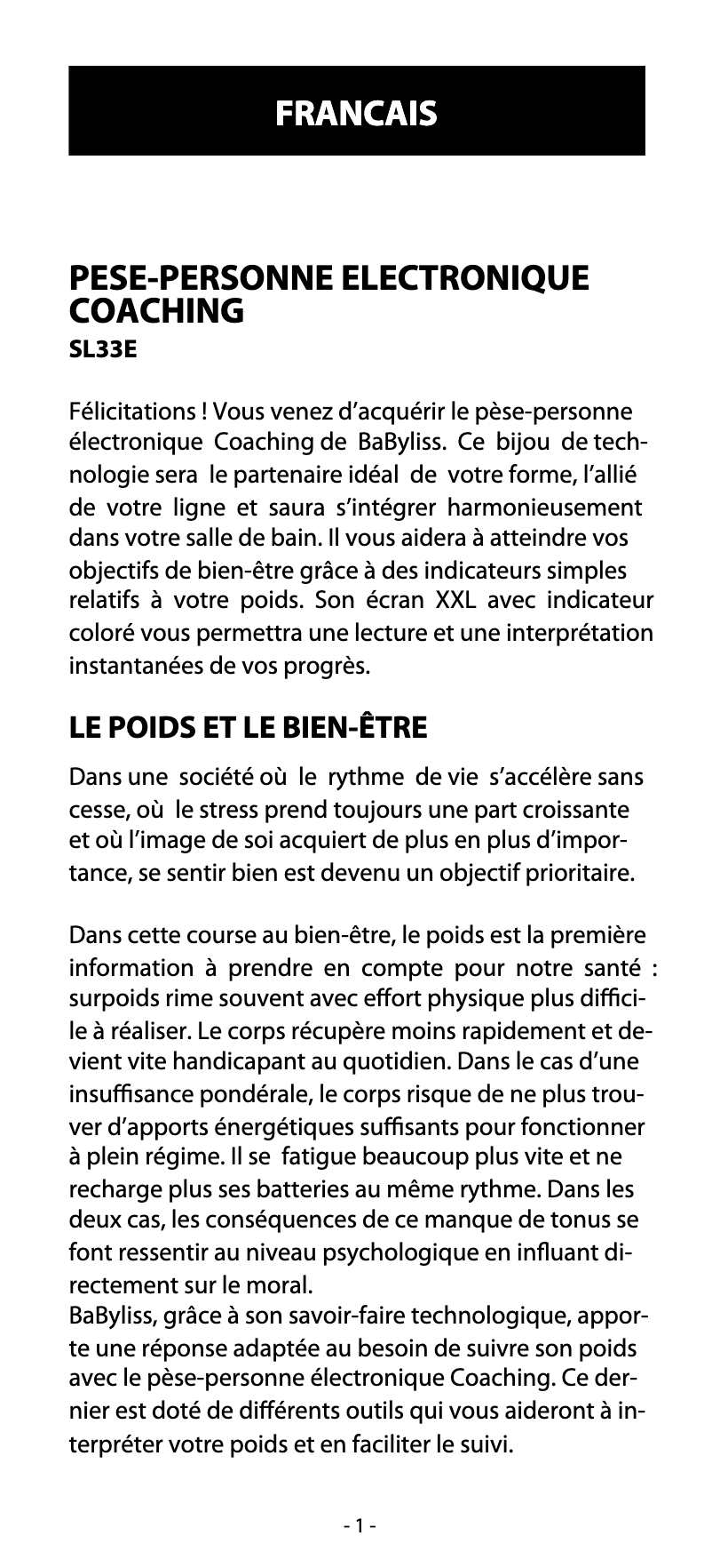 Imagen de la primera página del manual del dispositivo SL33E Våg