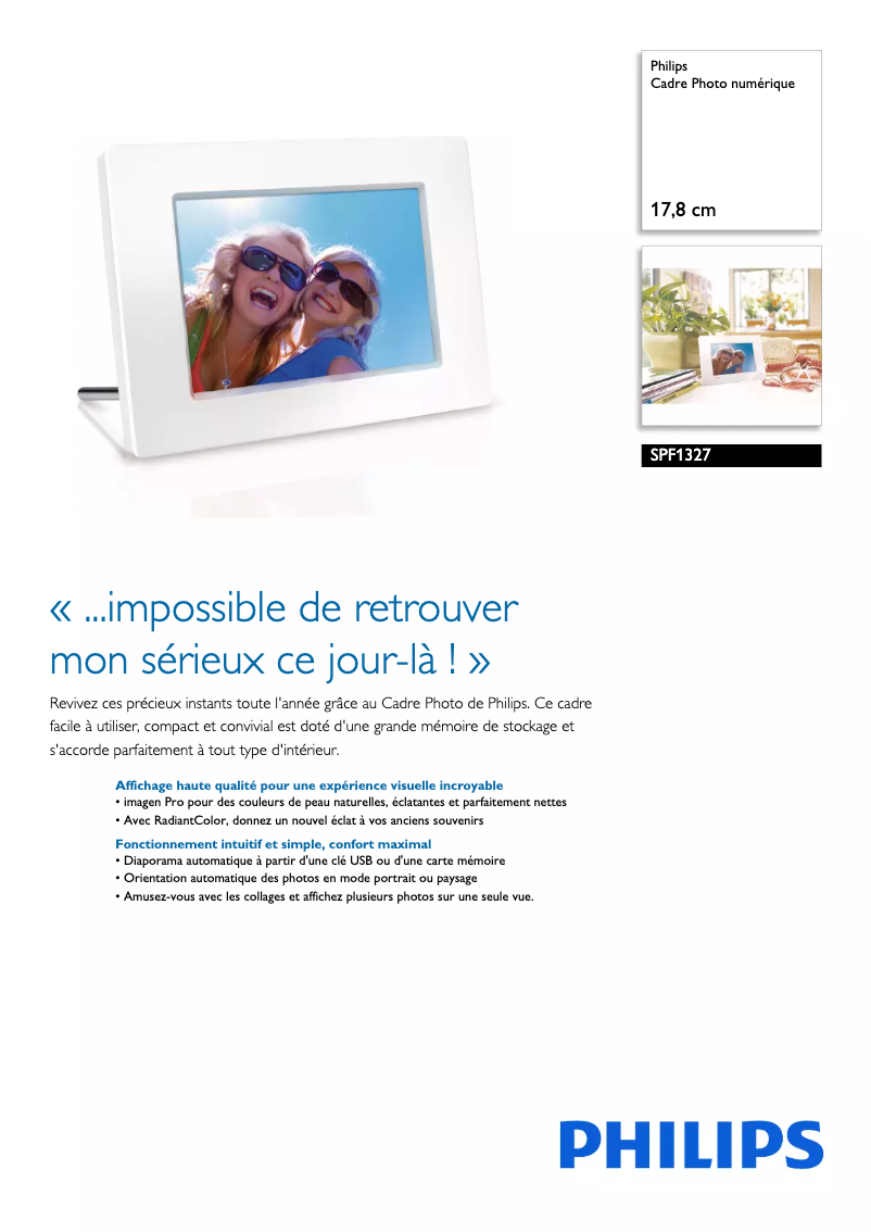 Página 1 del manual Ficha técnica Philips SPF1327