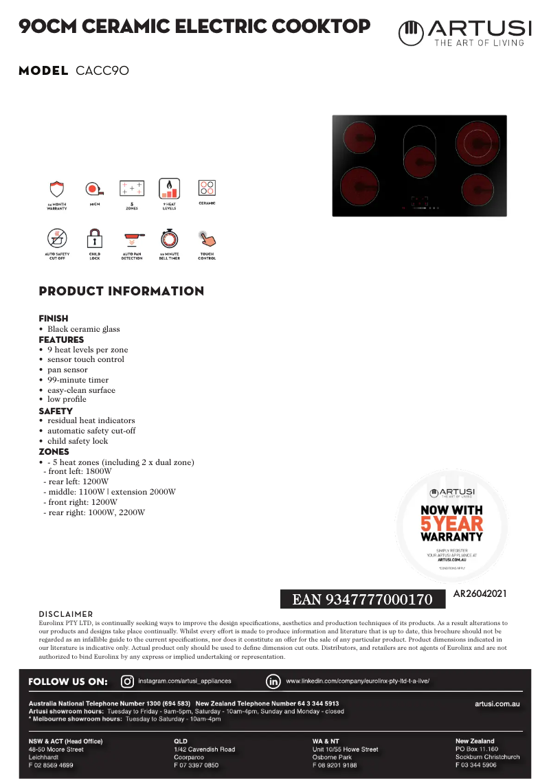 Página nº 1 - Ficha técnica Artusi CACC90