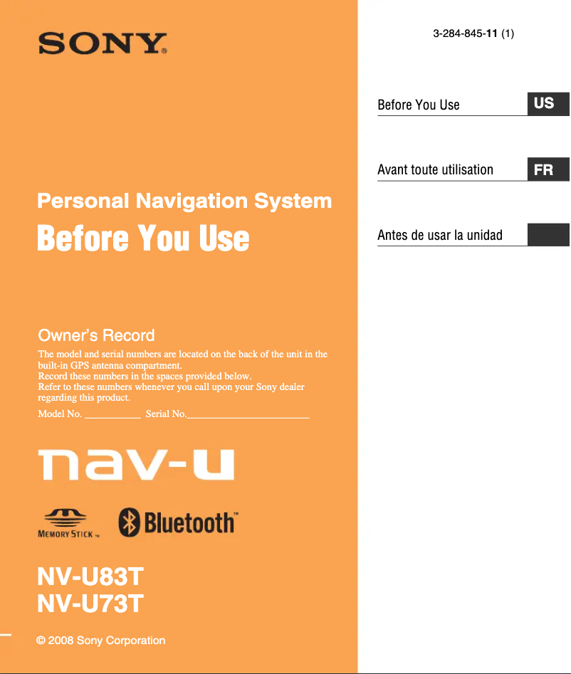 Página 1 del manual Manual de usuario Sony NV-U83T