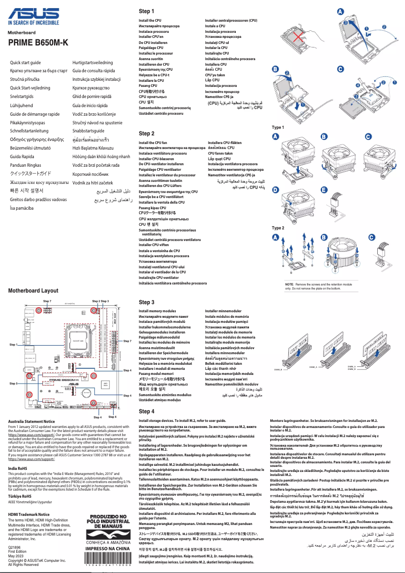 Imagen de la primera página del manual del dispositivo Prime B650M-K