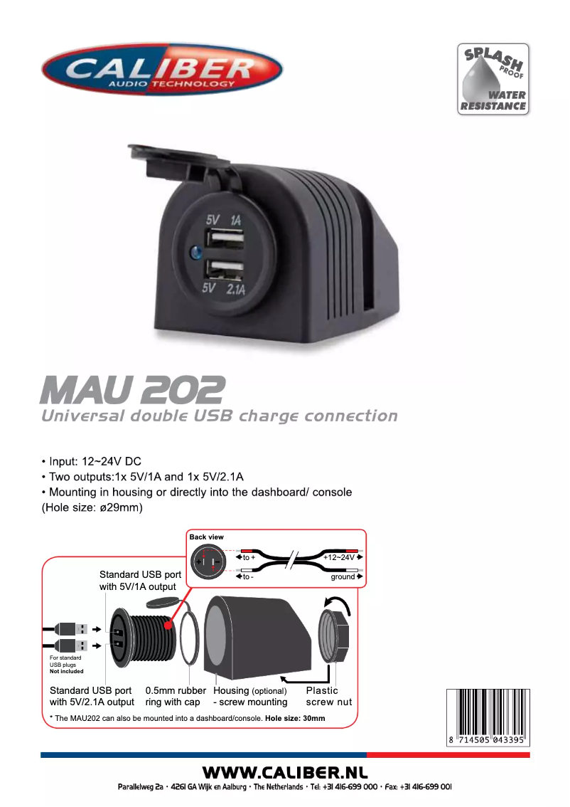 Página 1 del manual Manual de usuario Caliber MAU 202