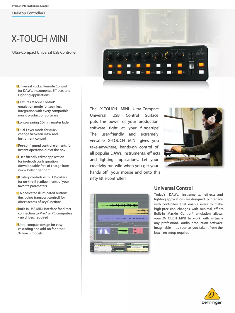 Imagen de la primera página del manual del dispositivo X-Touch Mini