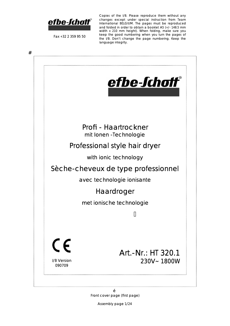 Página 1 del manual Manual de usuario Efbe-Schott HT 320.1