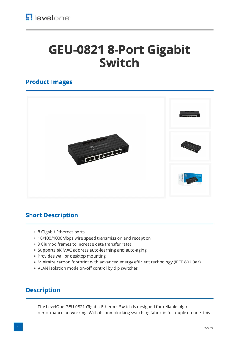 Imagen de la primera página del manual del dispositivo GEU-0821