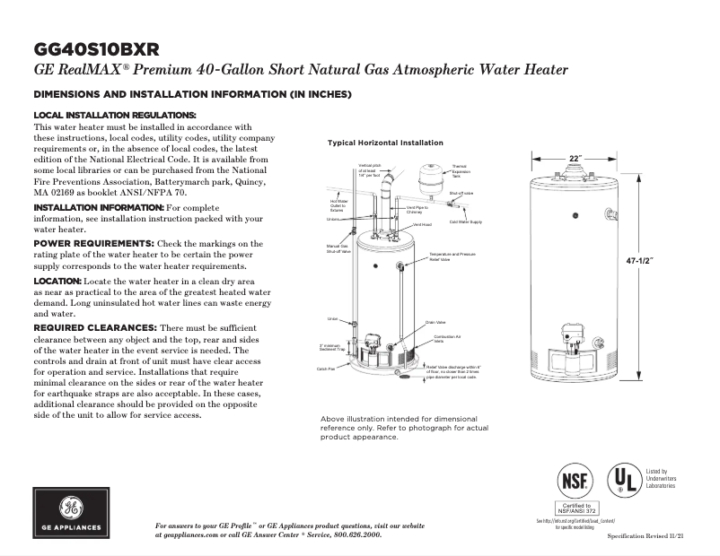 Imagen de la primera página del manual del dispositivo GG40S10BXR