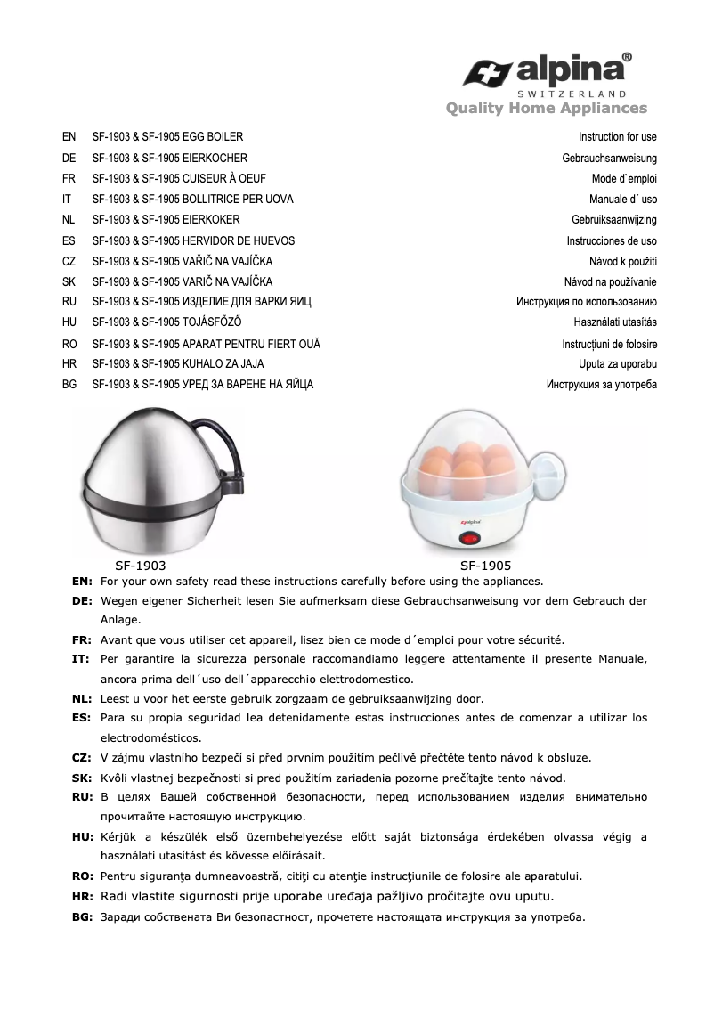 Página nº 1 - Manual de usuario Alpina SF-1905