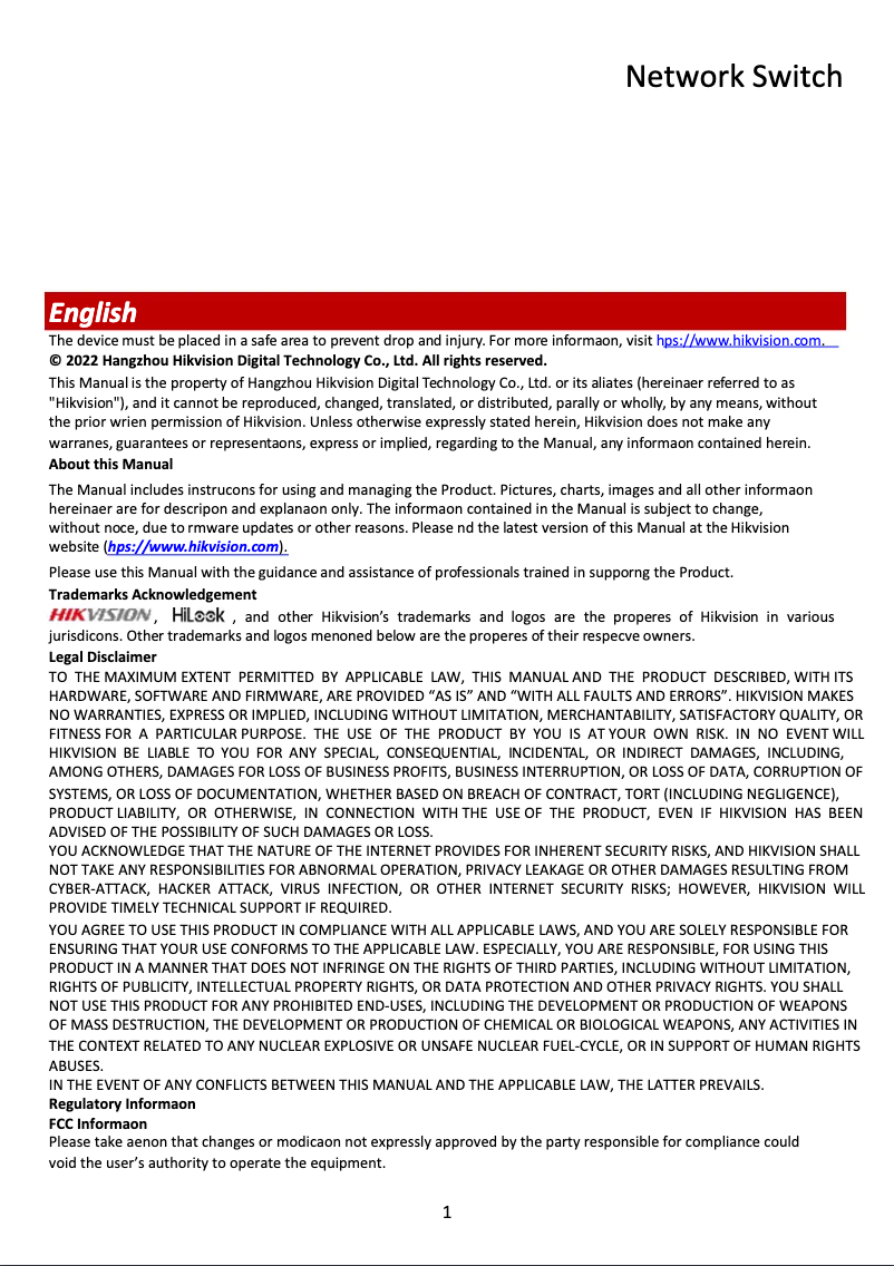 Imagen de la primera página del manual del dispositivo DS-3T1306P-SI