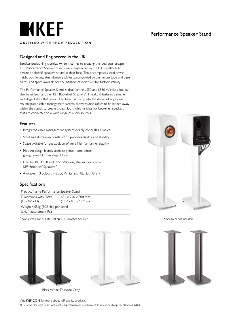Imagen de la primera página del manual del dispositivo Performance Speaker Stand