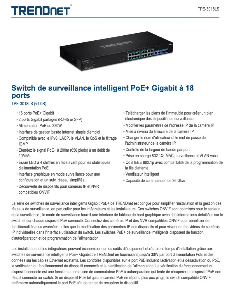 Imagen de la primera página del manual del dispositivo TPE-3018LS