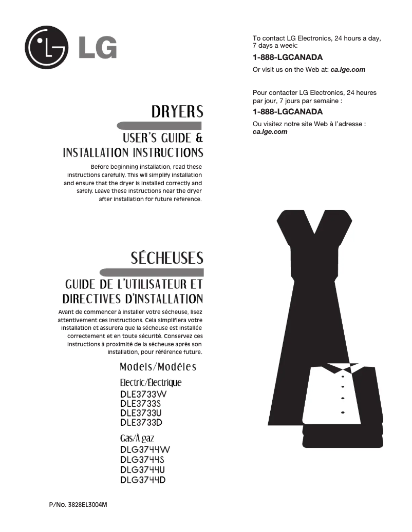 Imagen de la primera página del manual del dispositivo DLE3733W