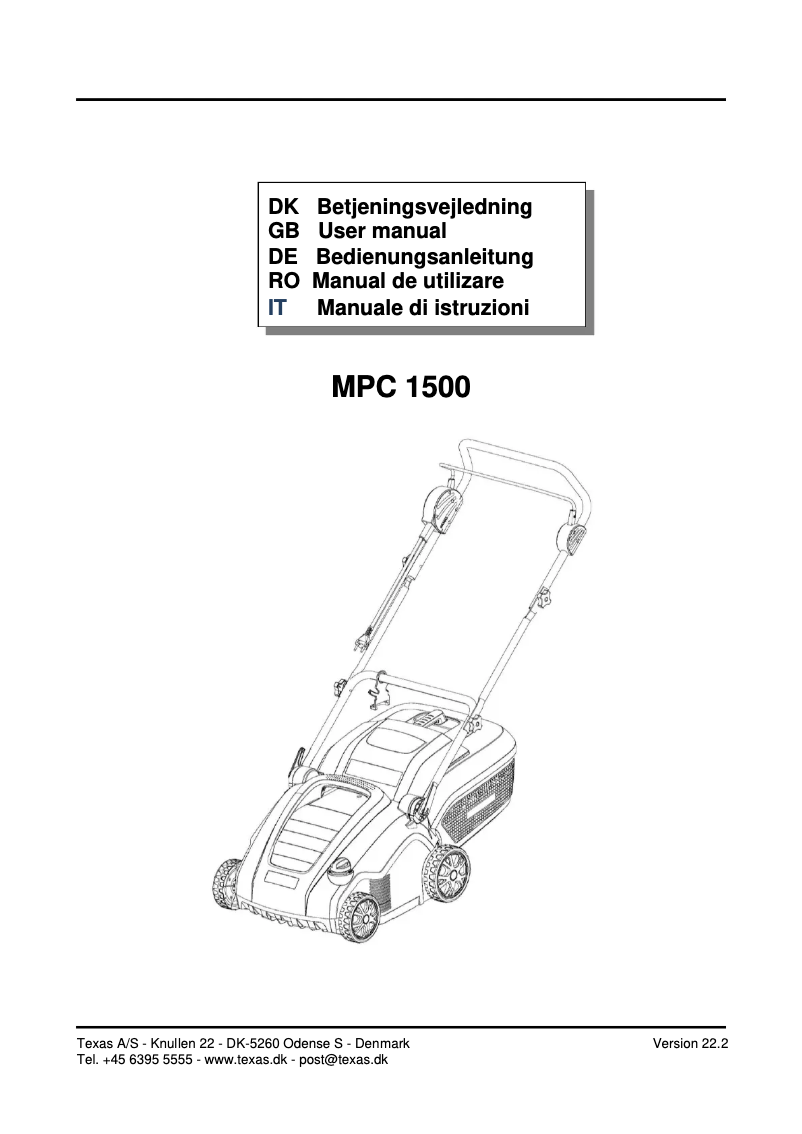 Página nº 1 - Manual de usuario Texas MPC1500