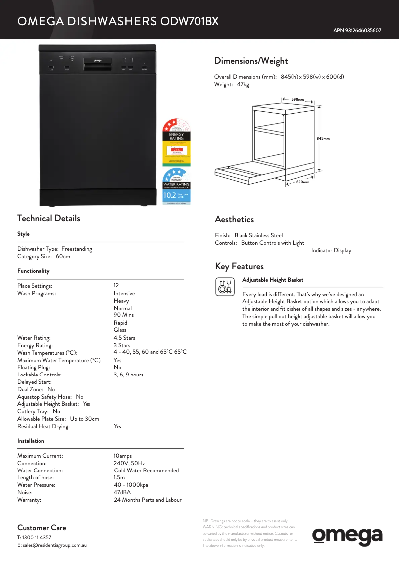 Imagen de la primera página del manual del dispositivo ODW701BX