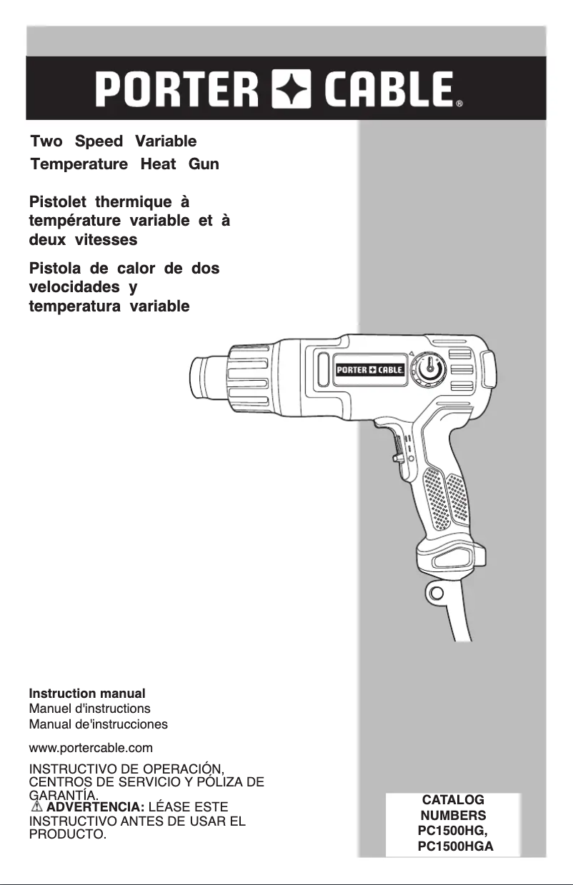 Página 1 del manual Manual de usuario Porter-Cable PC1500HG
