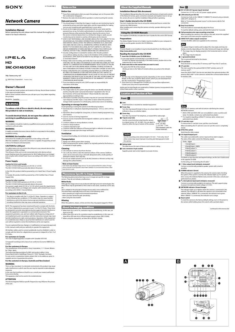 Página 1 del manual Manual de usuario Sony CH240