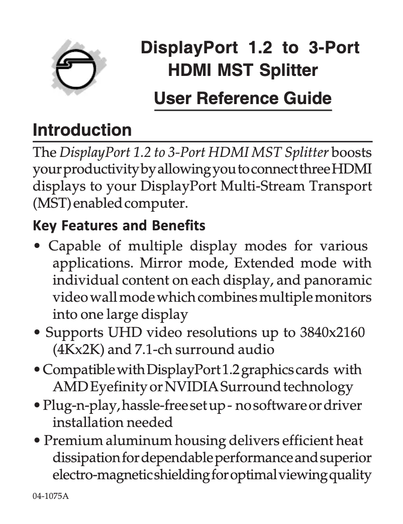 Página 1 del manual Manual de usuario Siig CE-DP0C12-S1