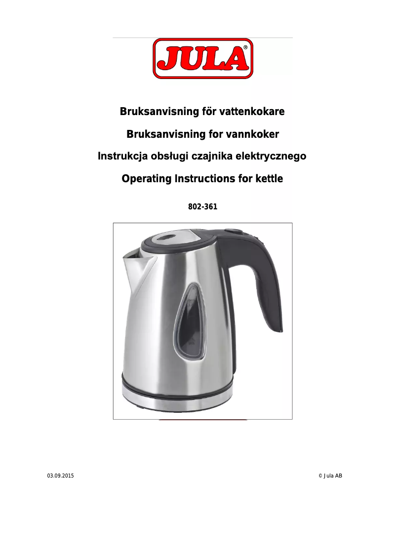 Página 1 del manual Manual de usuario Menuett 802-361