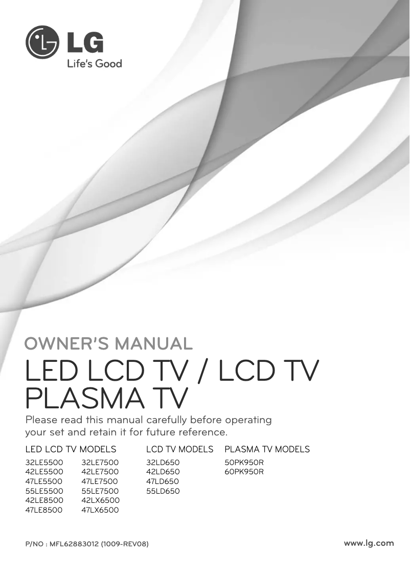 Imagen de la primera página del manual del dispositivo 50PK950R