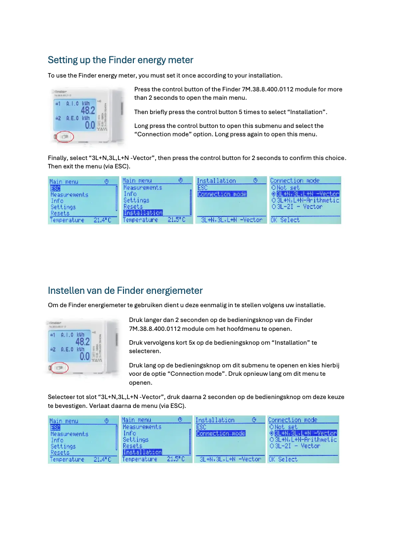 Página 1 del manual Guía de instalación Finder FIN7M.38.8.400.0112