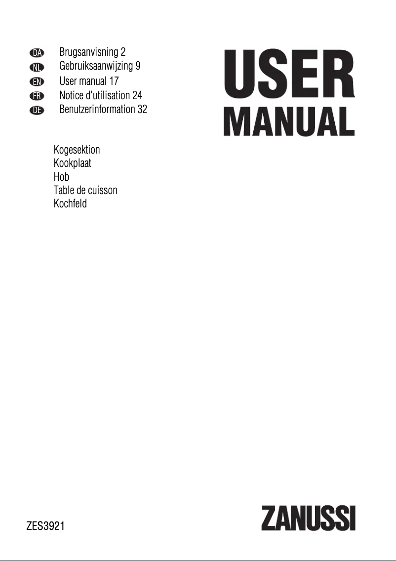Página 1 del manual Manual de usuario Zanussi ZES3921IBA