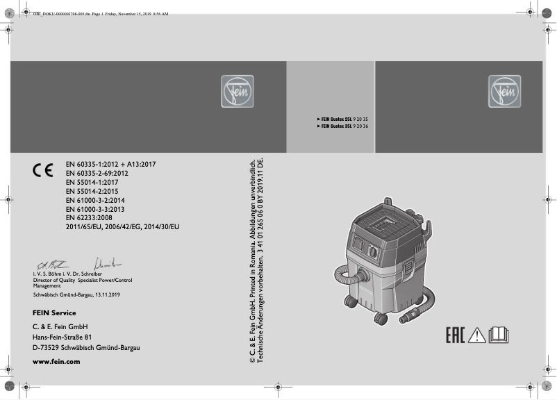 Imagen de la primera página del manual del dispositivo Dustex 25