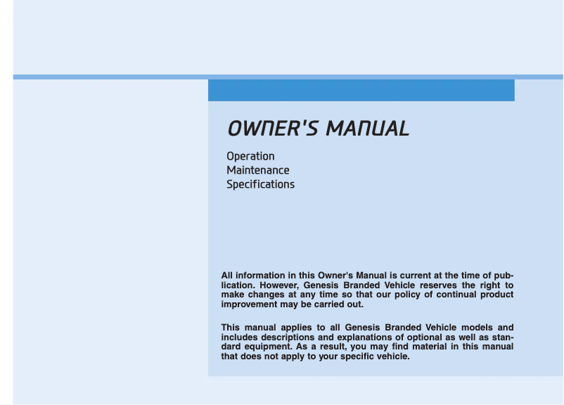 Página 1 del manual Manual de usuario Hyundai Genesis (2018)