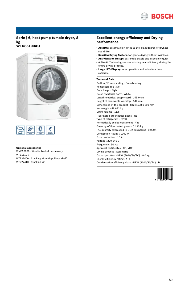 Imagen de la primera página del manual del dispositivo WTR85T00AU