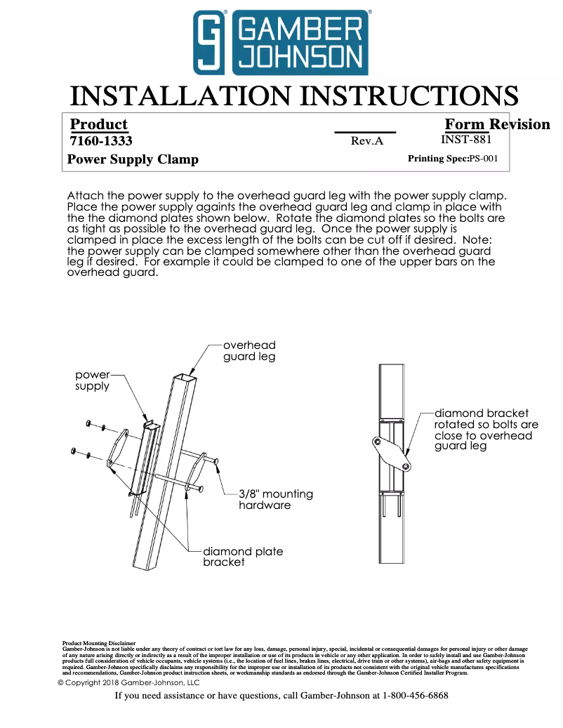 Página 1 del manual Manual de usuario Gamber-Johnson 7160-1333