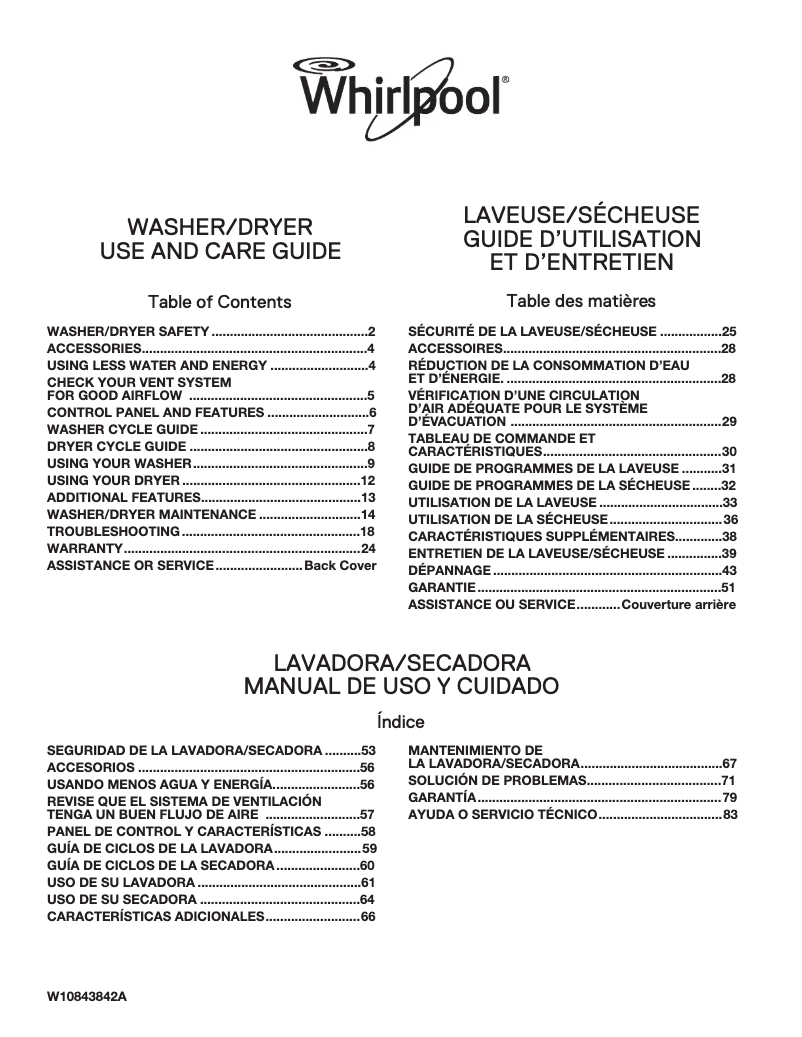 Imagen de la primera página del manual del dispositivo WGTLV27F