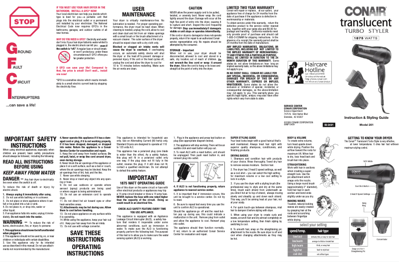 Página 1 del manual Manual de usuario Conair 261RN