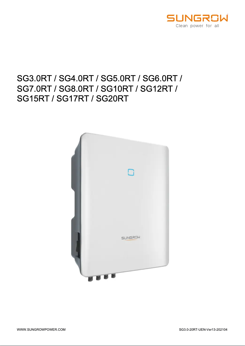 Imagen de la primera página del manual del dispositivo SG7.0RT