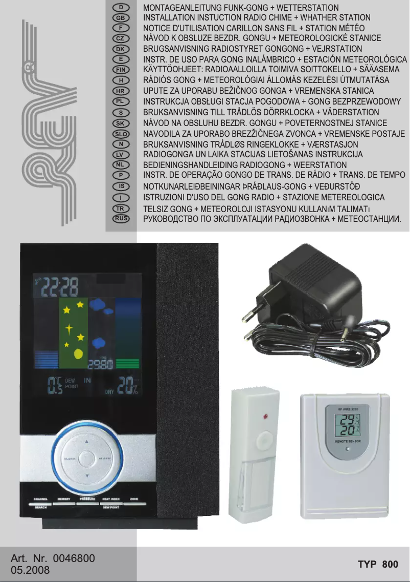 Imagen de la primera página del manual del dispositivo REV 800