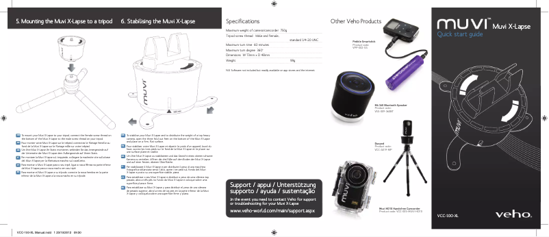 Imagen de la primera página del manual del dispositivo Muvi X-Lapse