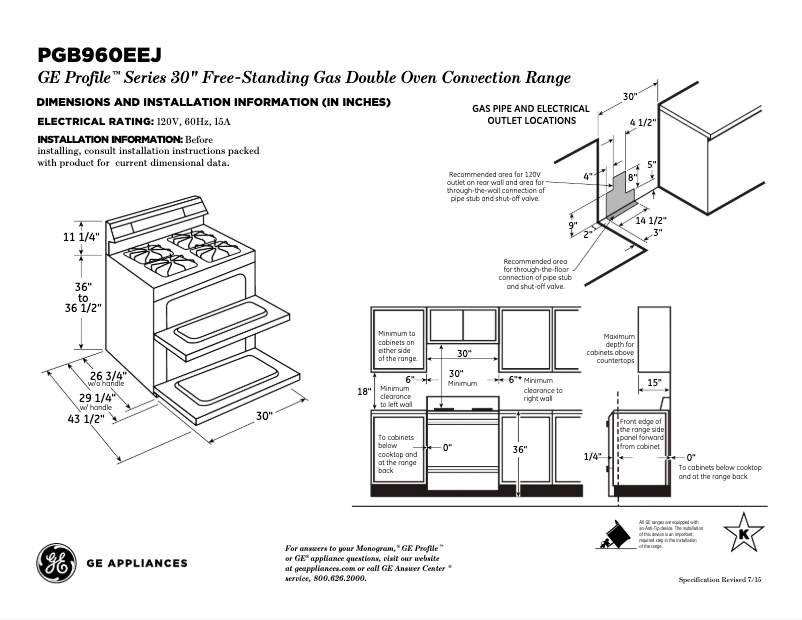 Página 1 del manual Ficha técnica GE Profile PGB960EEJES