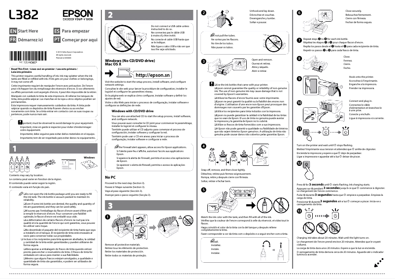 Página 1 del manual Guía de instalación Epson L382