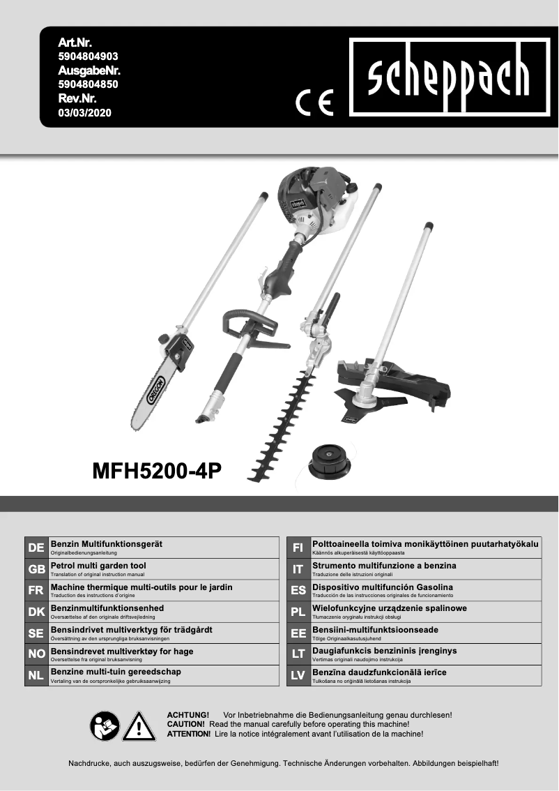 Página nº 1 - Manual de usuario Scheppach MFH5200-4P