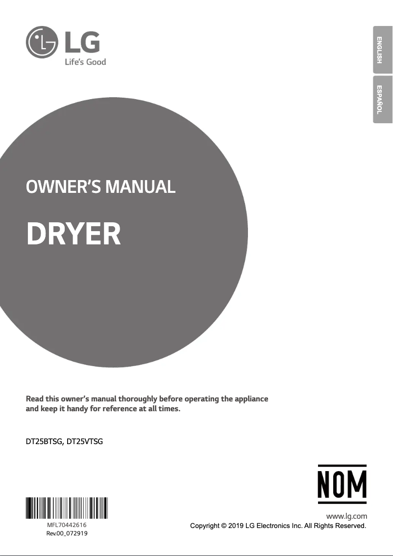 Imagen de la primera página del manual del dispositivo DT25VTSG