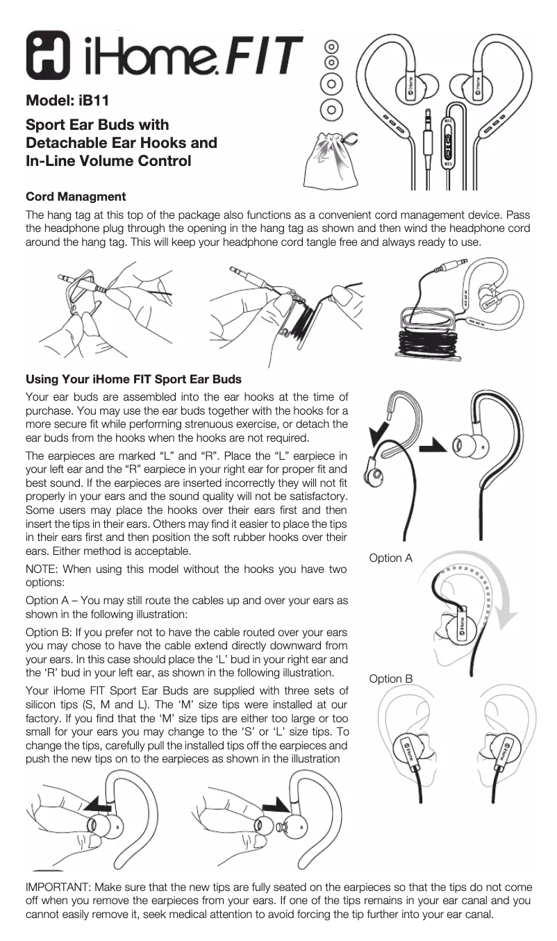 Imagen de la primera página del manual del dispositivo iB11