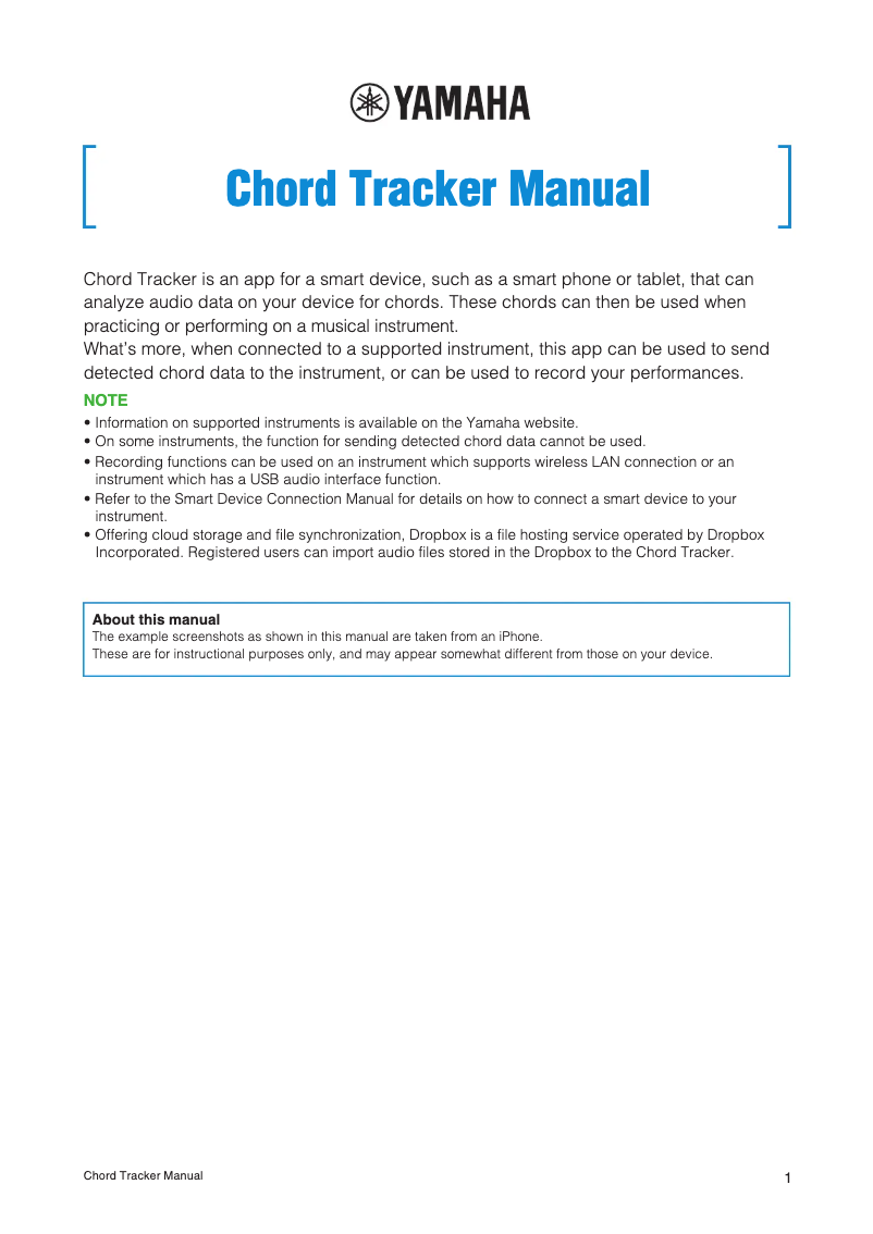 Imagen de la primera página del manual del dispositivo Chord Tracker