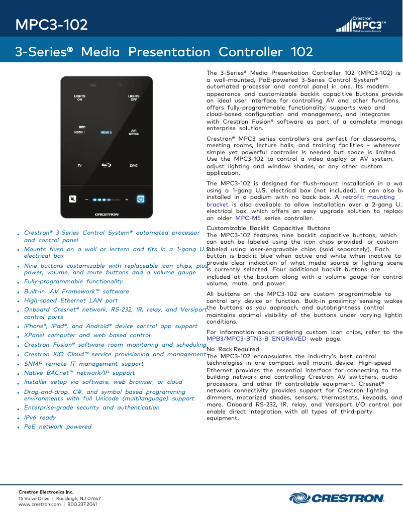 Imagen de la primera página del manual del dispositivo MPC3-102-B