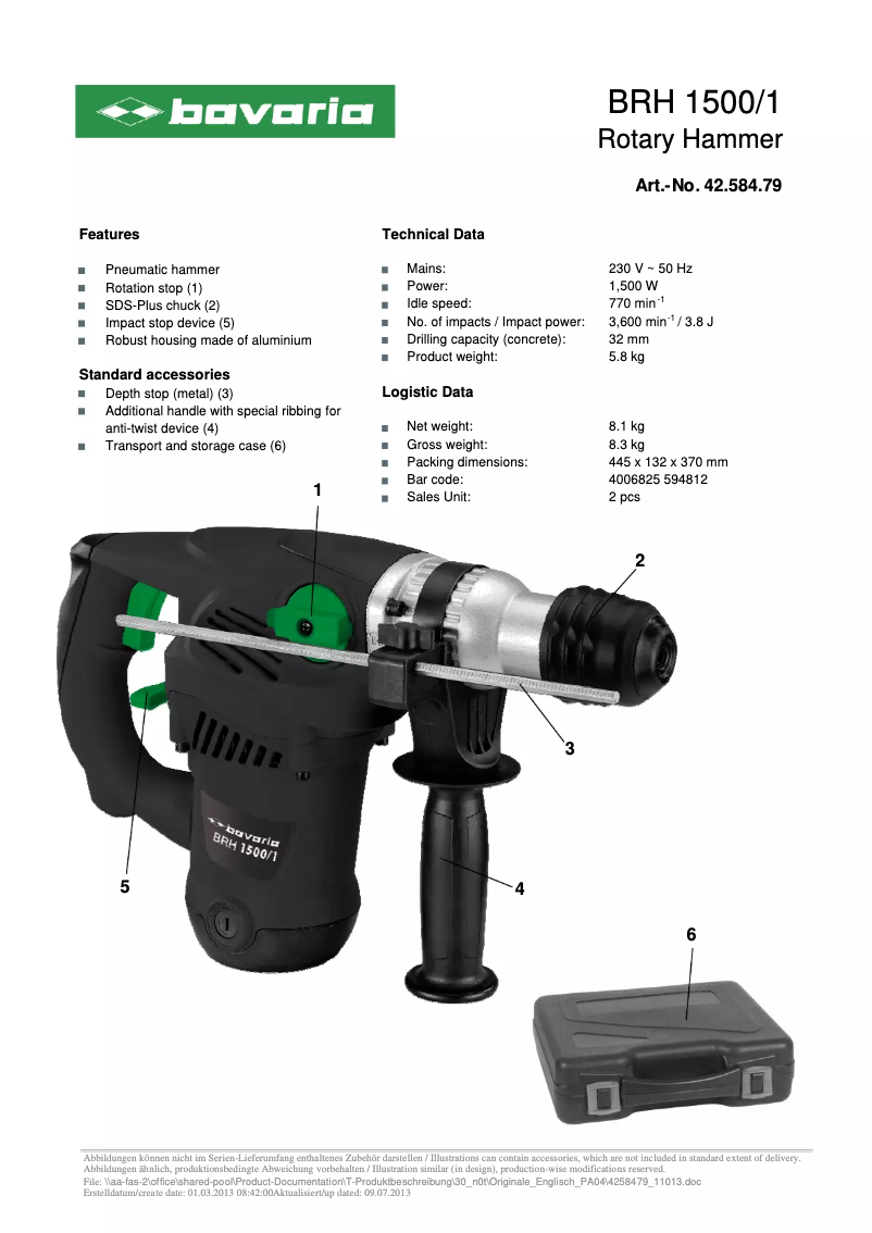 Imagen de la primera página del manual del dispositivo BRH 1500/1
