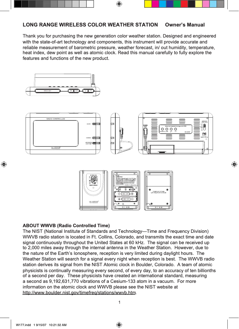 Imagen de la primera página del manual del dispositivo WS-450B