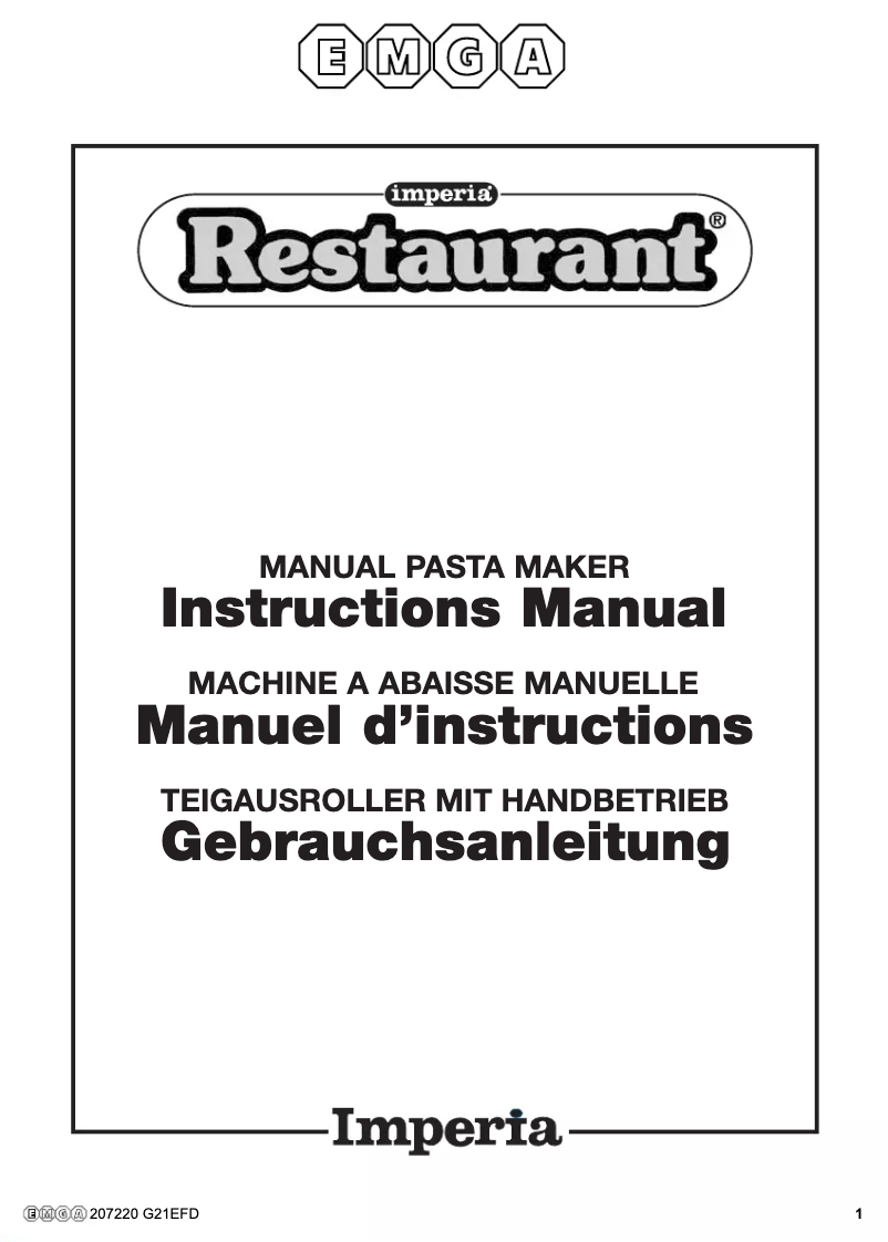 Página 1 del manual Manual de usuario Imperia Restaurant 207220