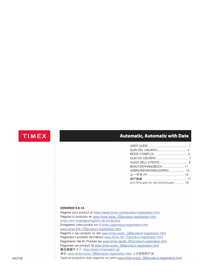 Página 1 del manual Manual de usuario Timex Waterbury TW2T70200ZV