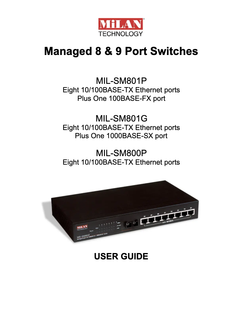 Imagen de la primera página del manual del dispositivo MIL-SM800P