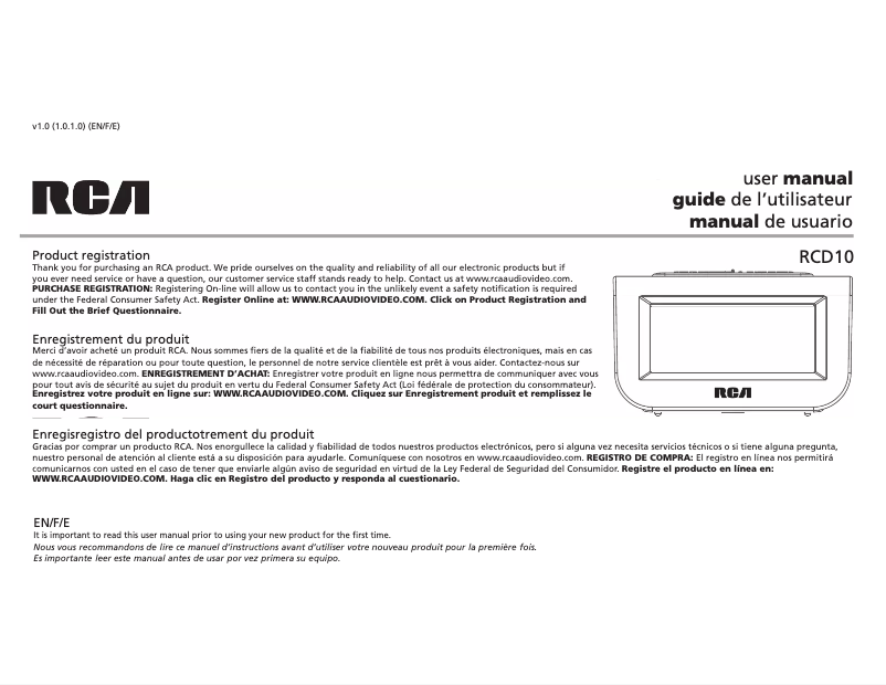 Imagen de la primera página del manual del dispositivo RCD10