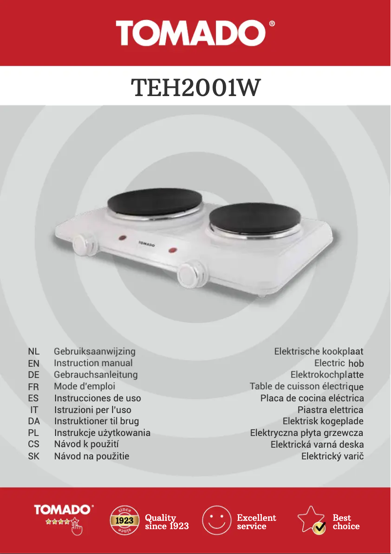 Imagen de la primera página del manual del dispositivo TEH2001W