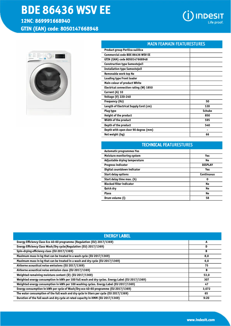 Imagen de la primera página del manual del dispositivo BDE 86436 WSV EE
