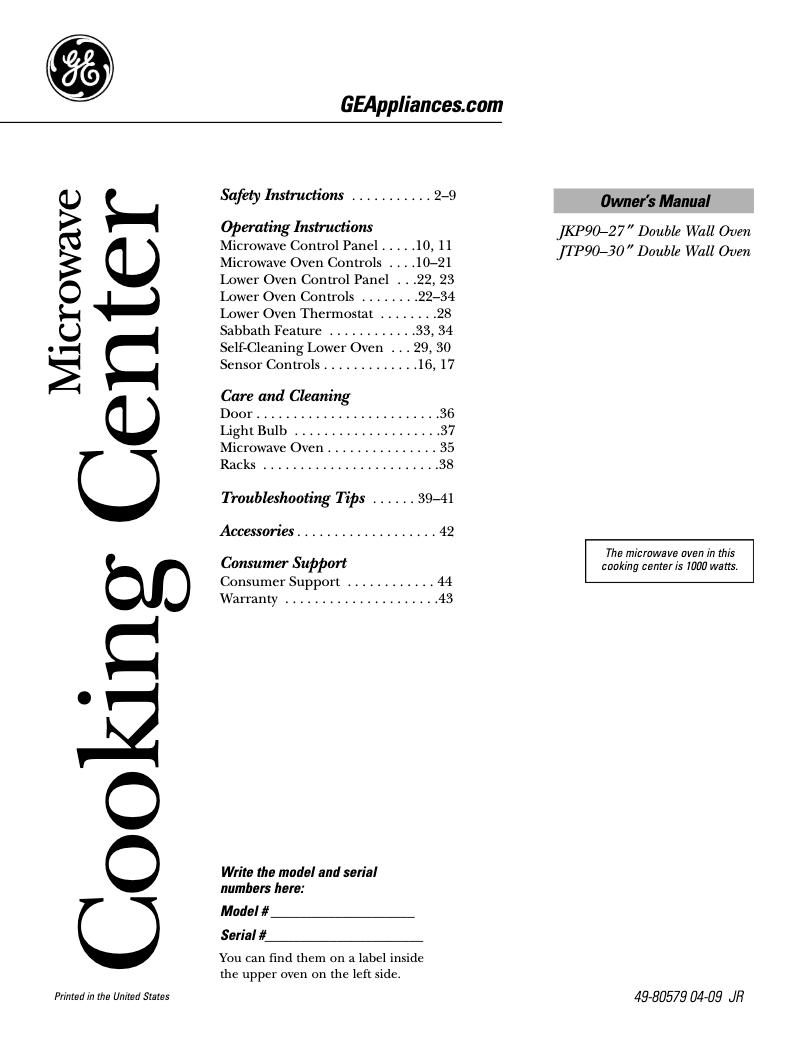 Imagen de la primera página del manual del dispositivo JKP90BMBB