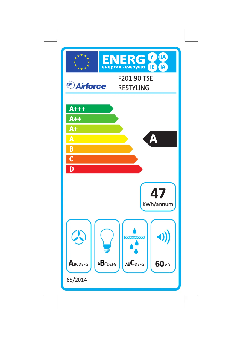 Página 1 del manual Etiqueta energética Airforce F201 TSE